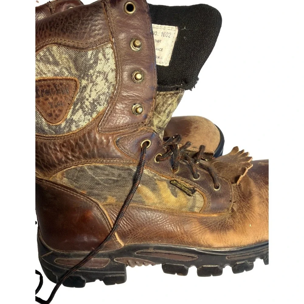 Hunting Boots Mens 11 1/2 Tracker Tecs Brown Camo Insulated Waterproof Leather